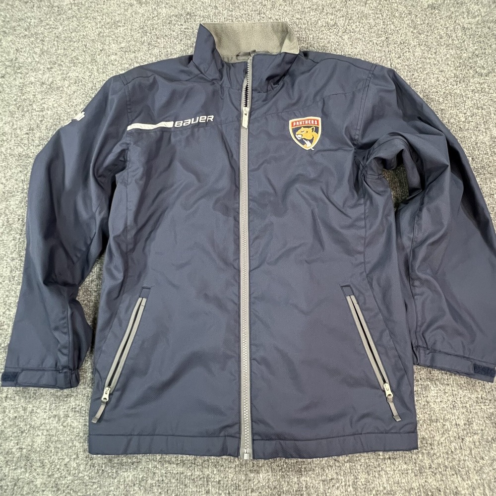 Bauer Hockey Jacket Youth Large Blue Florida Panthers Team Windbreaker Coat